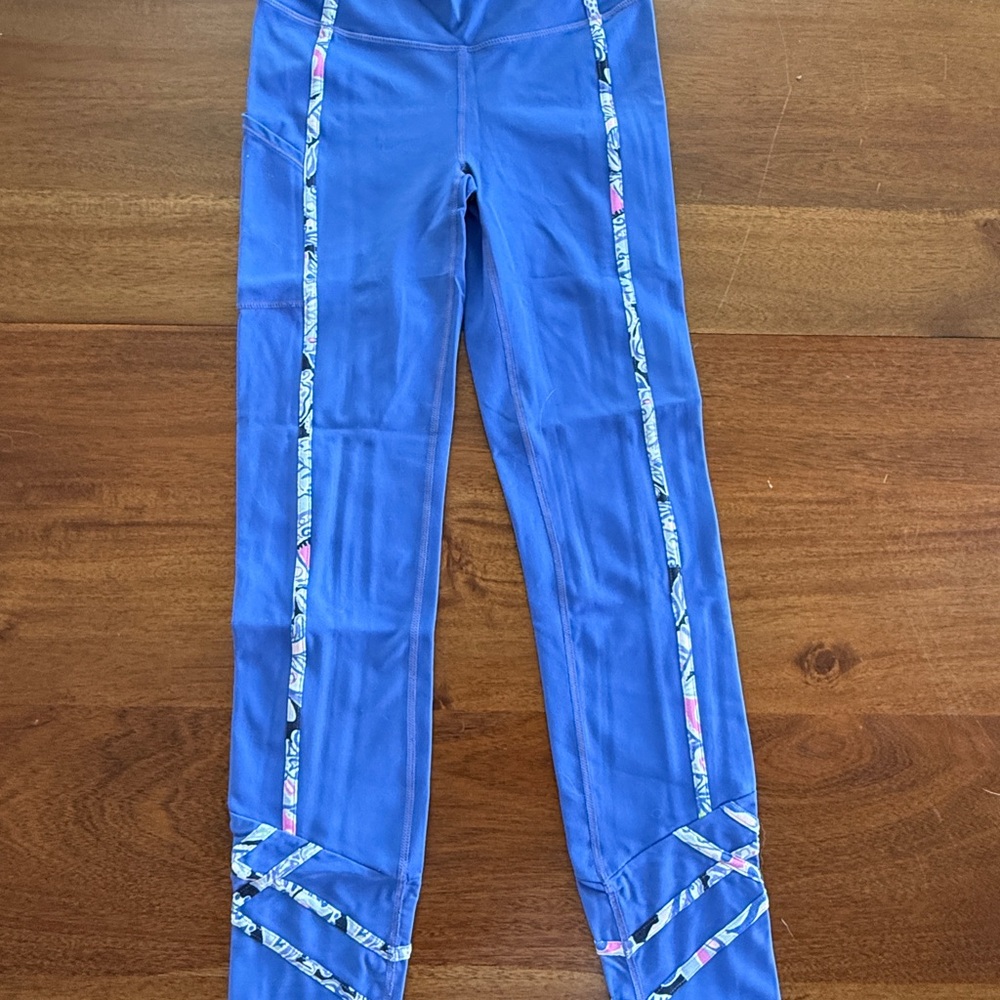 Lilly Pulitzer Blue Leggings with Printed Trim